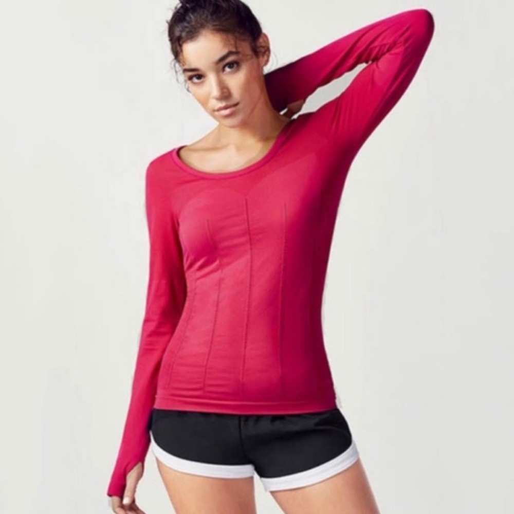 NWT- Small Pink Fabletics Delta Seamless Long Sleeve Top